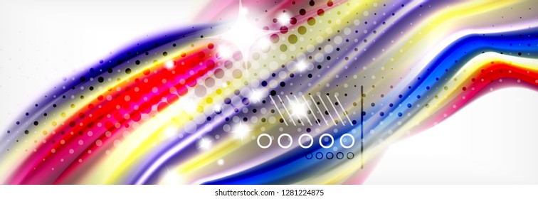 Abstract wave lines liquid fluid rainbow style color stripes background. Vector artistic illustration for presentation, app wallpaper, banner or poster