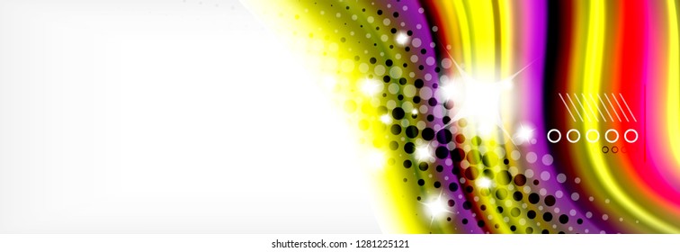 Resumen de líneas de onda fluido líquido estilo arco iris rayas de color fondo. Ilustración artística vectorial para presentación, fondo de pantalla de aplicación, cartel o afiche