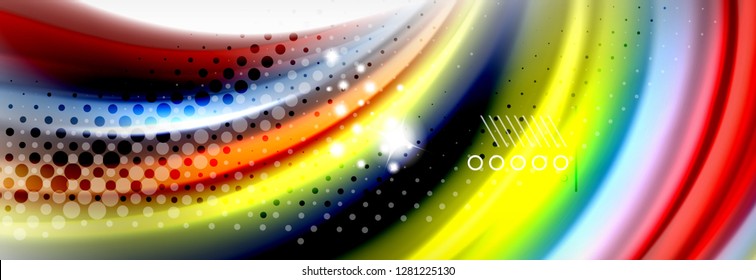 Abstract wave lines liquid fluid rainbow style color stripes background. Vector artistic illustration for presentation, app wallpaper, banner or poster