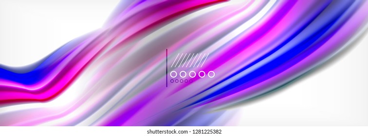 Resumen de líneas de onda fluido líquido estilo arco iris rayas de color fondo. Ilustración artística vectorial para presentación, fondo de pantalla de aplicación, cartel o afiche