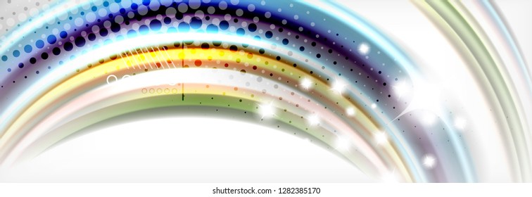 Abstract wave lines liquid fluid rainbow style color stripes background. Vector artistic illustration for presentation, app wallpaper, banner or poster