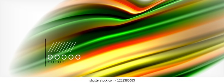 Resumen de líneas de onda fluido líquido estilo arco iris rayas de color fondo. Ilustración artística vectorial para presentación, fondo de pantalla de aplicación, cartel o afiche