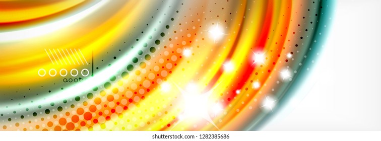 Abstract wave lines liquid fluid rainbow style color stripes background. Vector artistic illustration for presentation, app wallpaper, banner or poster