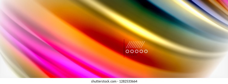 Resumen de líneas de onda fluido líquido estilo arco iris rayas de color fondo. Ilustración artística vectorial para presentación, fondo de pantalla de aplicación, cartel o afiche