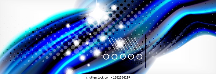 Abstract wave lines liquid fluid rainbow style color stripes background. Vector artistic illustration for presentation, app wallpaper, banner or poster