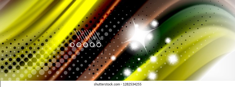 Abstract wave lines liquid fluid rainbow style color stripes background. Vector artistic illustration for presentation, app wallpaper, banner or poster