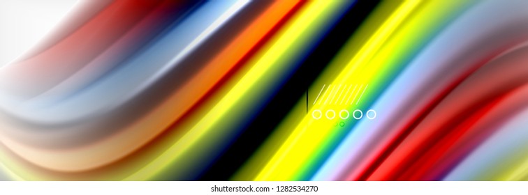 Abstrakte Wellenlinien Flüssiges Regenbogen-Stil Farbstreifen Hintergrund. Vektorgrafik zur Präsentation, App-Bildschirmhintergrund, Banner oder Poster