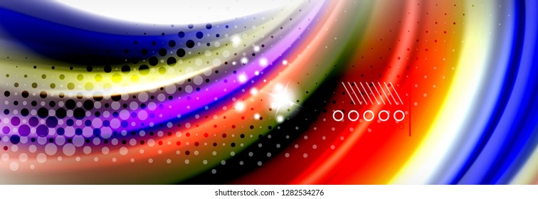 Abstract wave lines liquid fluid rainbow style color stripes background. Vector artistic illustration for presentation, app wallpaper, banner or poster