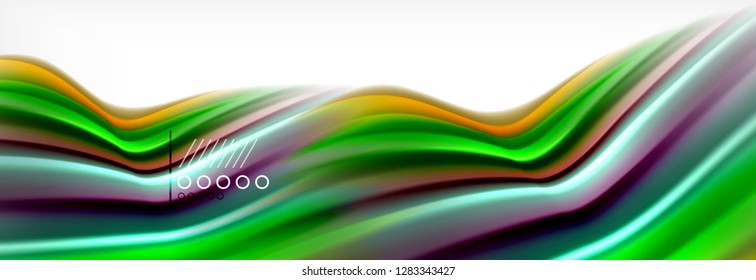 Abstract wave lines liquid fluid rainbow style color stripes background. Vector artistic illustration for presentation, app wallpaper, banner or poster