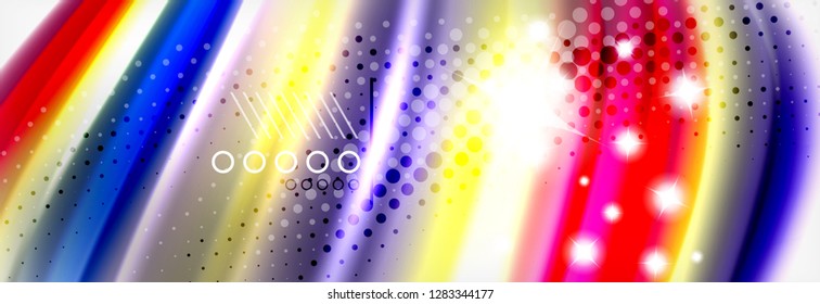 Abstrakte Wellenlinien Flüssiges Regenbogen-Stil Farbstreifen Hintergrund. Vektorgrafik zur Präsentation, App-Bildschirmhintergrund, Banner oder Poster