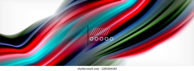 Resumen de líneas de onda fluido líquido estilo arco iris rayas de color fondo. Ilustración artística vectorial para presentación, fondo de pantalla de aplicación, cartel o afiche