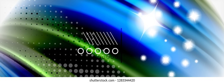 Abstract wave lines liquid fluid rainbow style color stripes background. Vector artistic illustration for presentation, app wallpaper, banner or poster