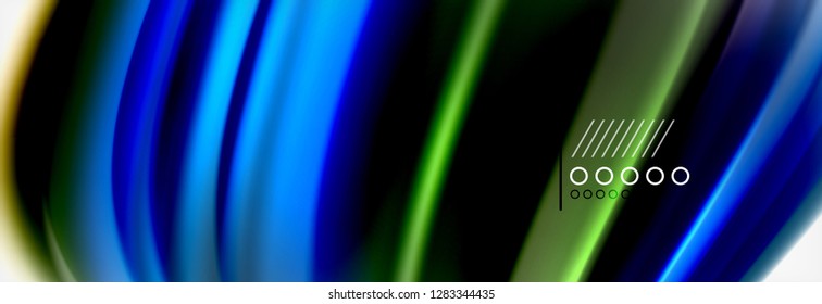 Abstrakte Wellenlinien Flüssiges Regenbogen-Stil Farbstreifen Hintergrund. Vektorgrafik zur Präsentation, App-Bildschirmhintergrund, Banner oder Poster