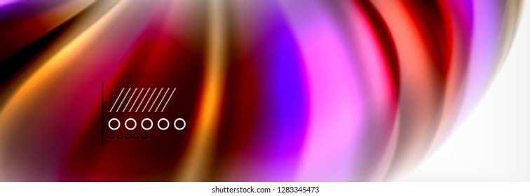 Resumen de líneas de onda fluido líquido estilo arco iris rayas de color fondo. Ilustración artística vectorial para presentación, fondo de pantalla de aplicación, cartel o afiche
