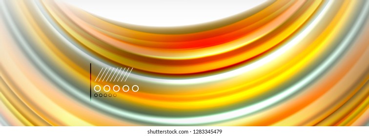 Resumen de líneas de onda fluido líquido estilo arco iris rayas de color fondo. Ilustración artística vectorial para presentación, fondo de pantalla de aplicación, cartel o afiche
