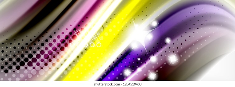 Abstract wave lines liquid fluid rainbow style color stripes background. Vector artistic illustration for presentation, app wallpaper, banner or poster