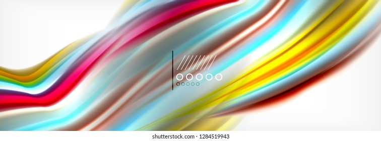 Abstract wave lines liquid fluid rainbow style color stripes background. Vector artistic illustration for presentation, app wallpaper, banner or poster