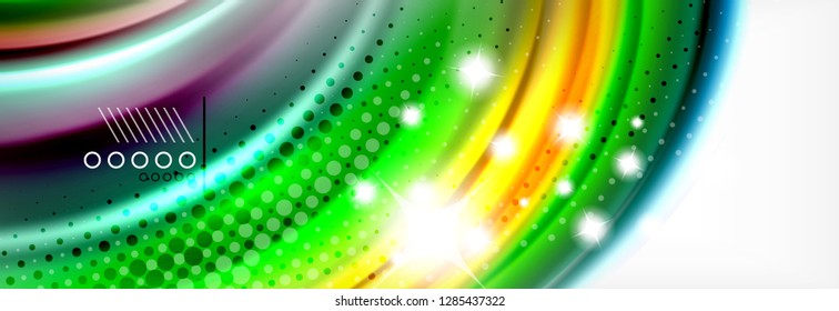 Abstract wave lines liquid fluid rainbow style color stripes background. Vector artistic illustration for presentation, app wallpaper, banner or poster