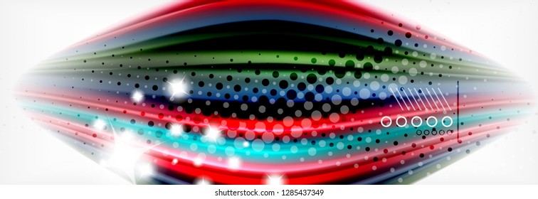 Abstract wave lines liquid fluid rainbow style color stripes background. Vector artistic illustration for presentation, app wallpaper, banner or poster