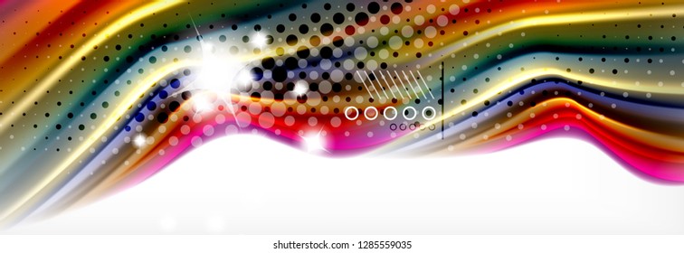 Abstract wave lines liquid fluid rainbow style color stripes background. Vector artistic illustration for presentation, app wallpaper, banner or poster