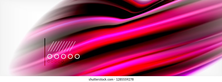 Resumen de líneas de onda fluido líquido estilo arco iris rayas de color fondo. Ilustración artística vectorial para presentación, fondo de pantalla de aplicación, cartel o afiche