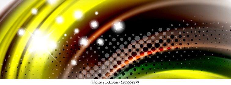 Resumen de líneas de onda fluido líquido estilo arco iris rayas de color fondo. Ilustración artística vectorial para presentación, fondo de pantalla de aplicación, cartel o afiche