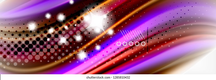 Abstract wave lines liquid fluid rainbow style color stripes background. Vector artistic illustration for presentation, app wallpaper, banner or poster