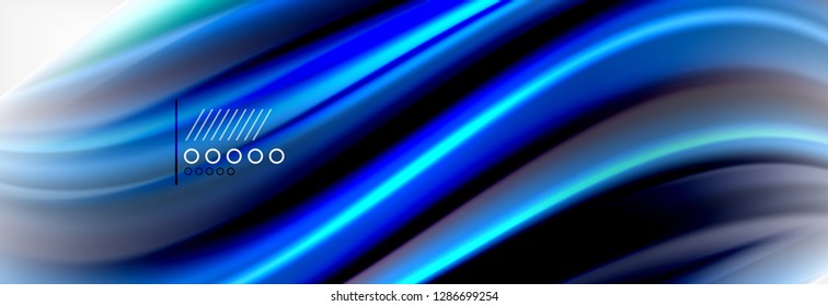 Linhas de onda abstratas fluido líquido estilo arco-íris cor listras fundo. Ilustração artística vetorial para apresentação, papel de parede do aplicativo, banner ou cartaz