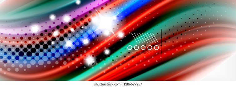 Abstract wave lines liquid fluid rainbow style color stripes background. Vector artistic illustration for presentation, app wallpaper, banner or poster
