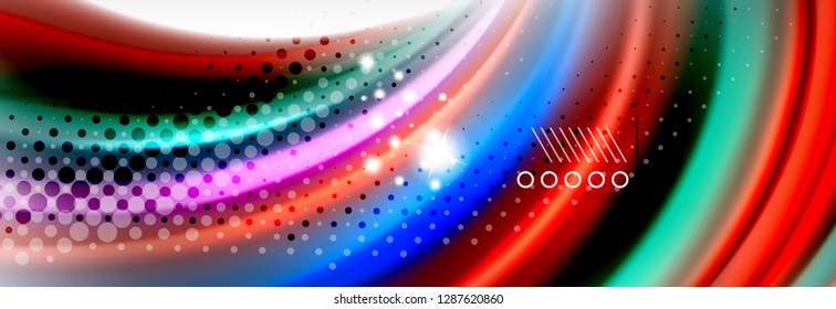 Abstract wave lines liquid fluid rainbow style color stripes background. Vector artistic illustration for presentation, app wallpaper, banner or poster