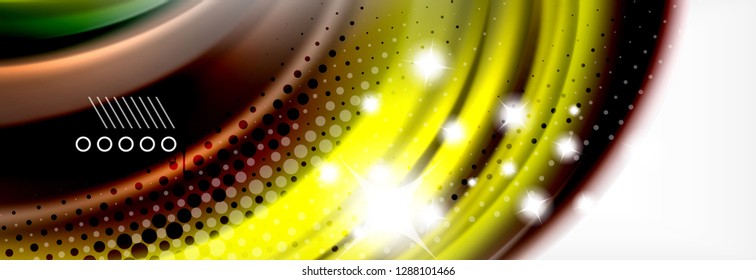 Linhas de onda abstratas fluido líquido estilo arco-íris cor listras fundo. Ilustração artística vetorial para apresentação, papel de parede do aplicativo, banner ou cartaz