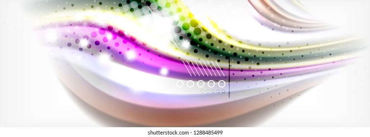 Resumen de líneas de onda fluido líquido estilo arco iris rayas de color fondo. Ilustración artística vectorial para presentación, fondo de pantalla de aplicación, cartel o afiche