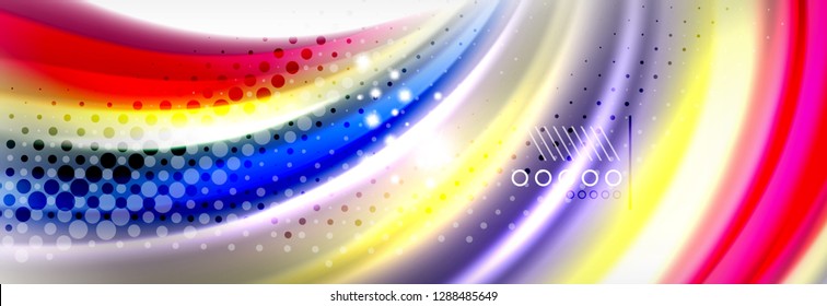Resumen de líneas de onda fluido líquido estilo arco iris rayas de color fondo. Ilustración artística vectorial para presentación, fondo de pantalla de aplicación, cartel o afiche