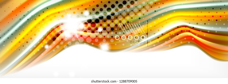 Abstract wave lines liquid fluid rainbow style color stripes background. Vector artistic illustration for presentation, app wallpaper, banner or poster