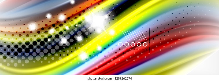 Abstrakte Wellenlinien Flüssiges Regenbogen-Stil Farbstreifen Hintergrund. Vektorgrafik zur Präsentation, App-Bildschirmhintergrund, Banner oder Poster
