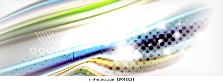 Abstract wave lines liquid fluid rainbow style color stripes background. Vector artistic illustration for presentation, app wallpaper, banner or poster