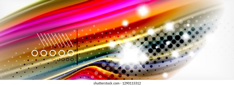 Abstract wave lines liquid fluid rainbow style color stripes background. Vector artistic illustration for presentation, app wallpaper, banner or poster