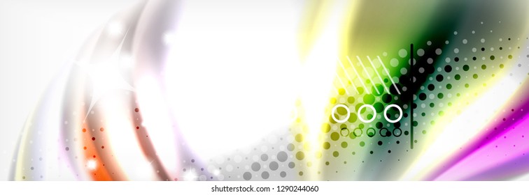Resumen de líneas de onda fluido líquido estilo arco iris rayas de color fondo. Ilustración artística vectorial para presentación, fondo de pantalla de aplicación, cartel o afiche