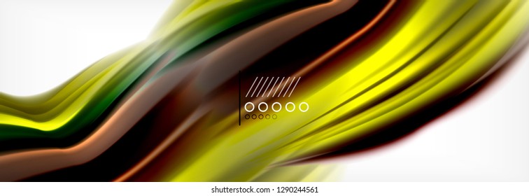 Resumen de líneas de onda fluido líquido estilo arco iris rayas de color fondo. Ilustración artística vectorial para presentación, fondo de pantalla de aplicación, cartel o afiche