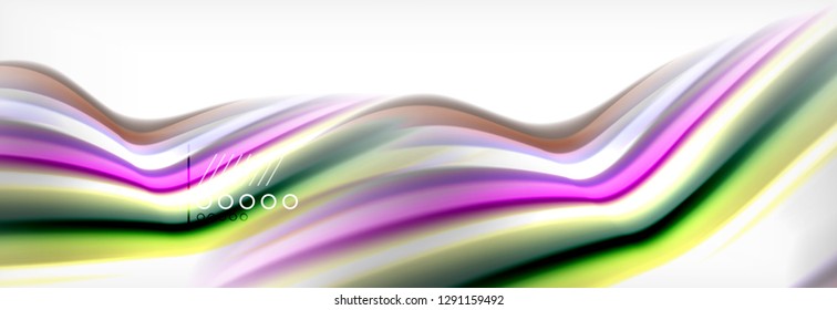 Resumen de líneas de onda fluido líquido estilo arco iris rayas de color fondo. Ilustración artística vectorial para presentación, fondo de pantalla de aplicación, cartel o afiche