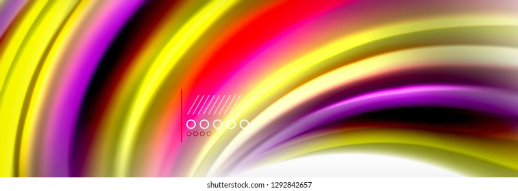 Resumen de líneas de onda fluido líquido estilo arco iris rayas de color fondo. Ilustración artística vectorial para presentación, fondo de pantalla de aplicación, cartel o afiche