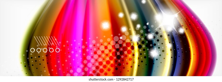 Resumen de líneas de onda fluido líquido estilo arco iris rayas de color fondo. Ilustración artística vectorial para presentación, fondo de pantalla de aplicación, cartel o afiche