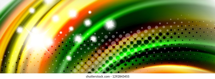 Abstract wave lines liquid fluid rainbow style color stripes background. Vector artistic illustration for presentation, app wallpaper, banner or poster