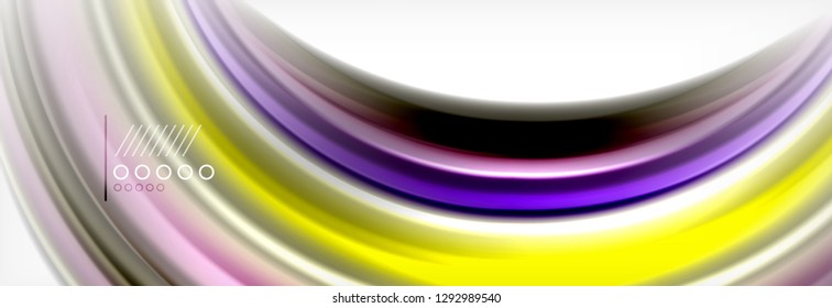 Resumen de líneas de onda fluido líquido estilo arco iris rayas de color fondo. Ilustración artística vectorial para presentación, fondo de pantalla de aplicación, cartel o afiche