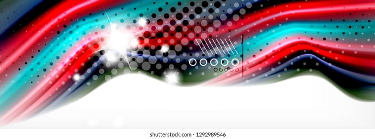 Abstract wave lines liquid fluid rainbow style color stripes background. Vector artistic illustration for presentation, app wallpaper, banner or poster