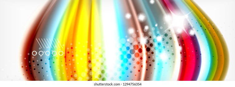 Abstract wave lines liquid fluid rainbow style color stripes background. Vector artistic illustration for presentation, app wallpaper, banner or poster