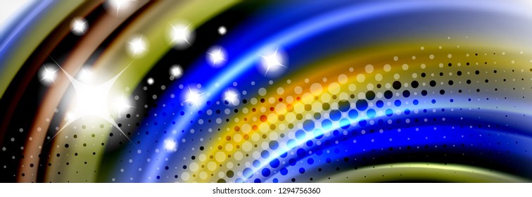 Resumen de líneas de onda fluido líquido estilo arco iris rayas de color fondo. Ilustración artística vectorial para presentación, fondo de pantalla de aplicación, cartel o afiche