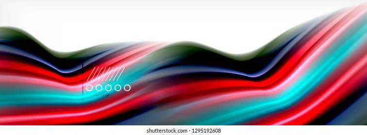 Linhas de onda abstratas fluido líquido estilo arco-íris cor listras fundo. Ilustração artística vetorial para apresentação, papel de parede do aplicativo, banner ou cartaz