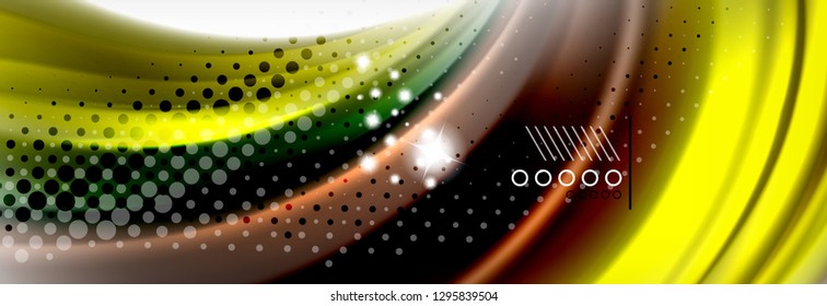 Abstract wave lines liquid fluid rainbow style color stripes background. Vector artistic illustration for presentation, app wallpaper, banner or poster