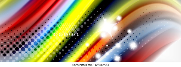 Abstract wave lines liquid fluid rainbow style color stripes background. Vector artistic illustration for presentation, app wallpaper, banner or poster